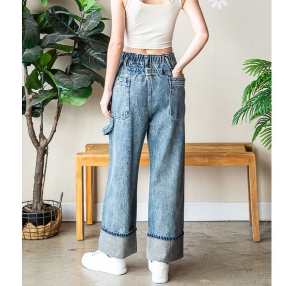 Oli & Hali medium wash stretchy waist cuffed denim jeans - Picture 6 of 6